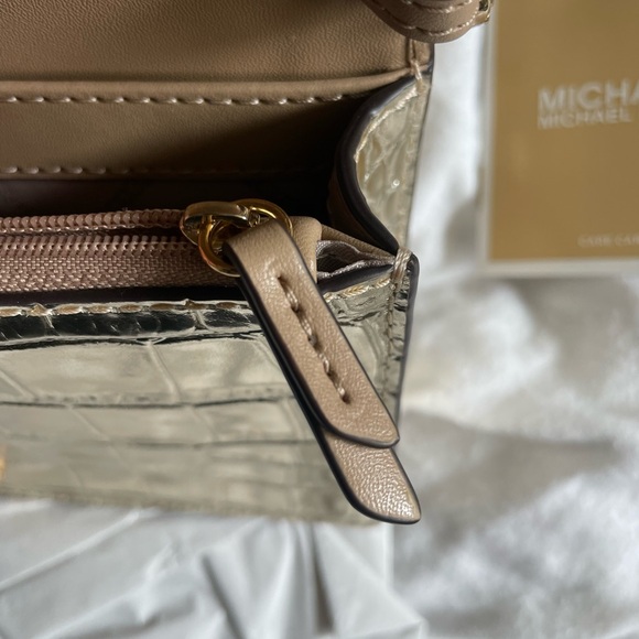 Michael Kors Gold Crocodile Embossed Chain Bag-worn once!